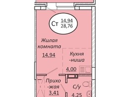 Продается Студия ЖК Пролетарский, 28.76  м², 4227720 рублей