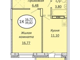 Продается 1-комнатная квартира ЖК Пролетарский, 39.82  м², 5057140 рублей