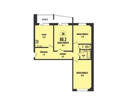 Продается 3-комнатная квартира ЖК Династия, дом 904, 86.2  м², 8260000 рублей