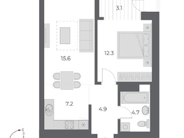 Продается 2-комнатная квартира ЖК ОСКАР, дом 1, 48  м², 10500000 рублей