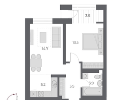 Продается 2-комнатная квартира ЖК ОСКАР, дом 1, 46.2  м², 10450000 рублей