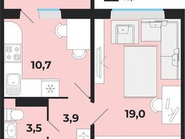 Продается 1-комнатная квартира ЖК Калина Красная, дом 1, 37.1  м², 3830000 рублей
