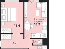 Продается 2-комнатная квартира ЖК Калина Красная, дом 1, 51.4  м², 5110000 рублей