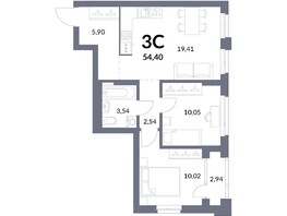 Продается 3-комнатная квартира ЖК Горская Лагуна, корпус 2, 52.93  м², 11200000 рублей
