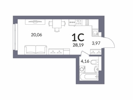 Продается Студия ЖК Горская Лагуна, корпус 2, 28.19 м², 6296820 рублей