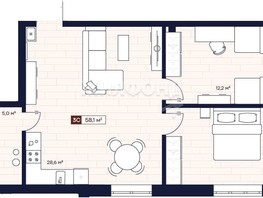 Продается 2-комнатная квартира АО Apartville на Кошурникова, 58.13  м², 8300000 рублей
