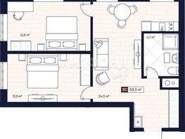 Продается 2-комнатная квартира АО Apartville на Кошурникова, 53.29  м², 7700000 рублей