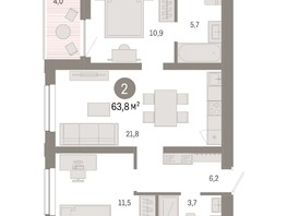 Продается 2-комнатная квартира ЖК Европейский берег, дом 44, 63.8  м², 10640000 рублей
