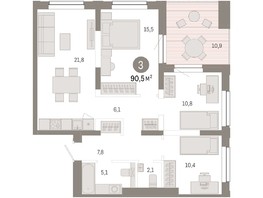 Продается 3-комнатная квартира ЖК Европейский берег, дом 44, 90.5  м², 14120000 рублей