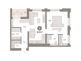 Продается 1-комнатная квартира ЖК Европейский берег, дом 44, 67.8  м², 11220000 рублей