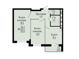 Продается 2-комнатная квартира ЖК Матрешкин двор, дом 2, 54  м², 5994000 рублей