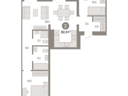 Продается 2-комнатная квартира ЖК Европейский берег, дом 44, 82.4  м², 10610000 рублей