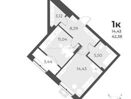 Продается 1-комнатная квартира ЖК Рафинад, дом 2, 42.4  м², 5680000 рублей