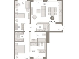 Продается 2-комнатная квартира ЖК На Декабристов, дом 6-2, 109.14  м², 21400000 рублей