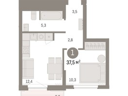 Продается 1-комнатная квартира ЖК Пшеница, дом 3, 37.48  м², 6110000 рублей