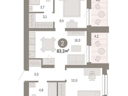 Продается 2-комнатная квартира ЖК Европейский берег, дом 44, 63.3  м², 10510000 рублей
