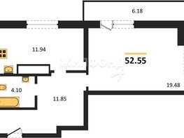 Продается 1-комнатная квартира ЖК Расцветай на Зорге, дом 3, 52.55  м², 5250000 рублей