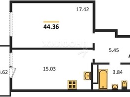 Продается 1-комнатная квартира ЖК Расцветай на Зорге, дом 2, 44.36  м², 4500000 рублей