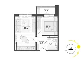 Продается 2-комнатная квартира ЖК Околица, дом 11, 36.8  м², 5000000 рублей