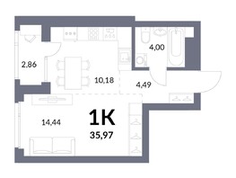 Продается 1-комнатная квартира ЖК Горская Лагуна, корпус 2, 34.54  м², 8000000 рублей