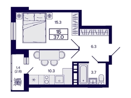 Продается 1-комнатная квартира ЖК Gorizont (Горизонт), 37  м², 5500000 рублей