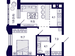 Продается 2-комнатная квартира ЖК Grando (Грандо), 40.5  м², 8350000 рублей