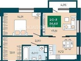 Продается 2-комнатная квартира ЖК Akadem Klubb, дом 4, 56  м², 9000000 рублей
