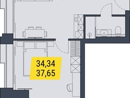 Продается 1-комнатная квартира АК Land Lord (Ленд Лорд), 37.65  м², 6814650 рублей