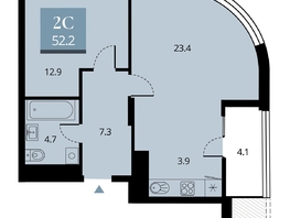 Продается 2-комнатная квартира ЖК Беринг, дом 2, 54.25  м², 11150000 рублей