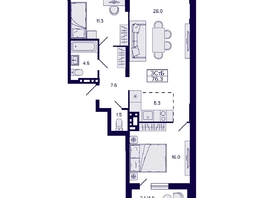 Продается 3-комнатная квартира ЖК Gorizont (Горизонт), 76.3 м², 9400000 рублей
