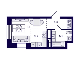 Продается Студия ЖК Citatum (Цитатум), 25.9  м², 5830000 рублей