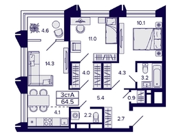 Продается 3-комнатная квартира ЖК Citatum (Цитатум), 64.5  м², 9500000 рублей