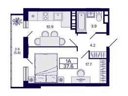 Продается 1-комнатная квартира ЖК Gorizont (Горизонт), 39.6  м², 5600000 рублей