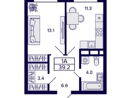 Продается 1-комнатная квартира ЖК Citatum (Цитатум), 39.2  м², 6450000 рублей