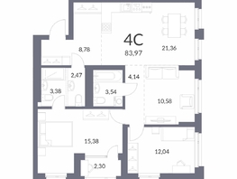 Продается 4-комнатная квартира ЖК Горская Лагуна, корпус 2, 82.82  м², 18503000 рублей