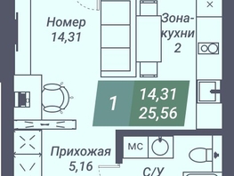 Продается Студия АК Voroshilov (Ворошилов), 25.56  м², 3399480 рублей