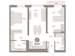 Продается 2-комнатная квартира ЖК Авиатор, дом 3, 78.31  м², 11870000 рублей