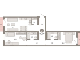 Продается 2-комнатная квартира ЖК Европейский берег, дом 49, 85.57  м², 12940000 рублей