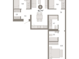 Продается 3-комнатная квартира ЖК Европейский берег, дом 49, 81.73  м², 15720000 рублей