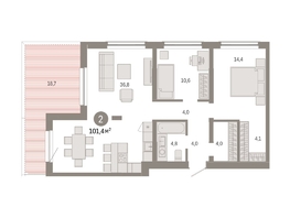 Продается 2-комнатная квартира ЖК Европейский берег, дом 49, 101.37  м², 15620000 рублей