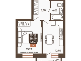 Продается 1-комнатная квартира ЖК Ермак, 42.07  м², 5410000 рублей