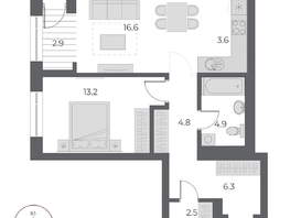 Продается 2-комнатная квартира ЖК ОСКАР, дом 1, 54.7  м², 10750000 рублей