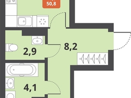 Продается 2-комнатная квартира ЖК Тайгинский парк, дом 3, 50.8  м², 7050000 рублей