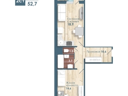 Продается 2-комнатная квартира ЖК Чистая Слобода, дом 2, 52.7  м², 6060000 рублей