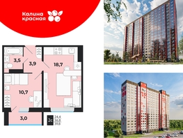 Продается 2-комнатная квартира ЖК Калина Красная, дом 1, 39.8  м², 4550000 рублей