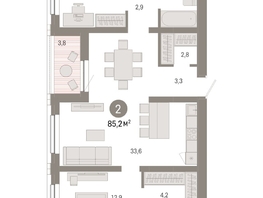 Продается 2-комнатная квартира ЖК Европейский берег, дом 44, 85.2  м², 13180000 рублей