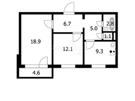 Продается 2-комнатная квартира Спортивная ул, 55.9  м², 5500000 рублей