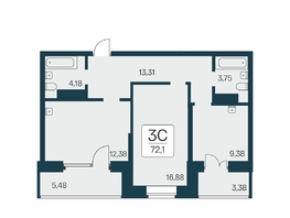 Продается 3-комнатная квартира ЖК Сакура парк, дом 2, 72.1  м², 13000000 рублей