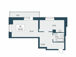 Продается 1-комнатная квартира ЖК Расцветай на Зорге, дом 2, 53.4  м², 5850000 рублей