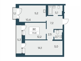 Продается 3-комнатная квартира ЖК Расцветай на Красном, дом 5, 70.8  м², 12300000 рублей